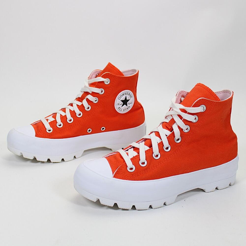 Converse Chuck Taylor All Star Lugged Shoes Womens Sz 9 Orange Sneakers 572269C
